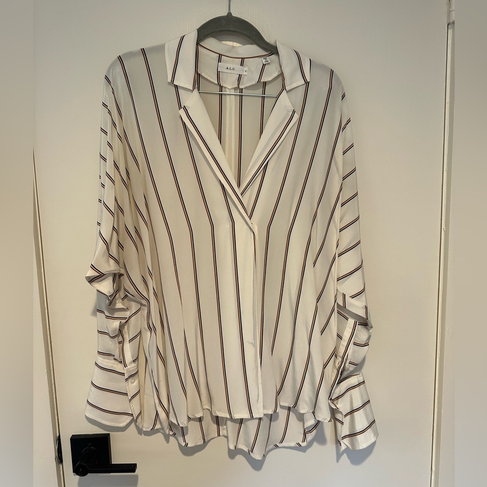 A.l.c. Silk stripe top button down